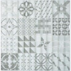 Motif à main Retro Vintage Carreau de mosaïque Translucide gris Mosaïque de verre Crystal Design gris MOS88-Retro-35_m