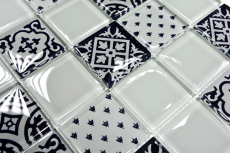 Mosaïque rétro vintage blanc translucide Mosaïque de verre aspect cristal blanc MOS78B-0103_f | 10 tapis de mosaïque