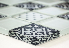 Mosaïque rétro vintage blanc translucide Mosaïque de verre aspect cristal blanc MOS78B-0103_f | 10 tapis de mosaïque