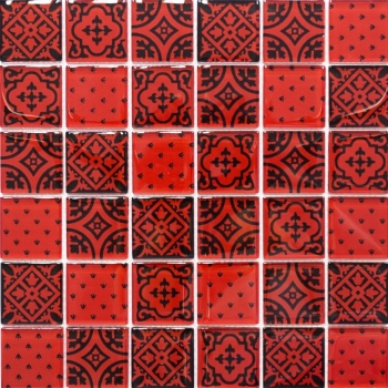 Mosaïque de verre Retro Vintage Ornements Carreaux de mosaïque optique rouge MOS78B-0902