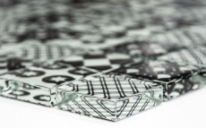 Échantillon manuel Retro Vintage Carreau de mosaïque Translucide blanc Mosaïque de verre Crystal optique noir MOS88-8OP5_m