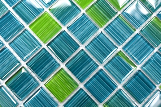 Mosaïque de verre Trait jaune turquoise vert Mosaïque de piscine MOS64-0509
