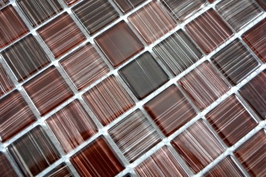Mosaïque de verre Carreaux de mosaïque trait brun Miroir de douche MOS64-1309