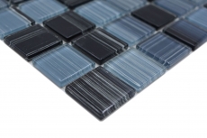 Mosaïque de verre Carreaux de mosaïque trait anthracite noir Mosaïque de piscine MOS64-0302