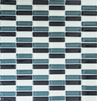 Mosaïque de verre Baguettes Carreaux de mosaïque blanc gris noir SALLE DE BAINS WC CUISINE MUR MOS77-0204
