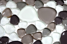Échantillon manuel Carreau de mosaïque Translucide beige marron Galet Mosaïque de verre Crystal clair beige marron MOS94-PG66_m