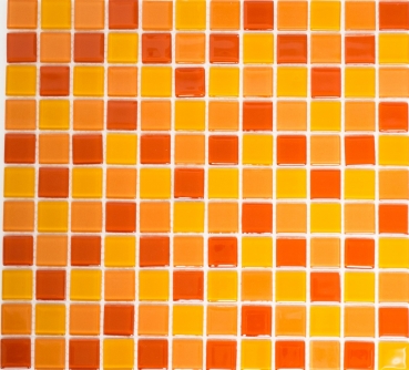 Carreau de mosaïque translucide jaune orange rouge Mosaïque de verre Crystal jaune orange rouge MOS62-0802_f | 10 Carreaux de mosaïque
