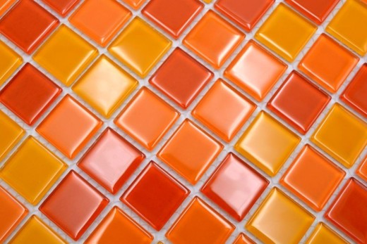 Mosaïque Carreaux Mosaïque de verre jaune orange rouge Plaque de mosaïque MOS62-0802