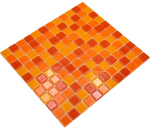 Mosaïque Carreaux Mosaïque de verre jaune orange rouge Plaque de mosaïque MOS62-0802