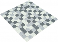 Mosaïque Carreaux blanc gris anthracite Mosaïque de verre SALLE DE BAINS WC CUISINE MUR Plaque de mosaïque MOS62-0204