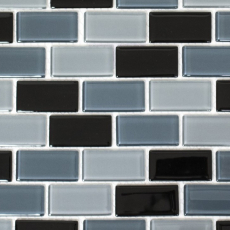 Carreau de mosaïque Translucide noir Brick Mosaïque de verre Crystal noir MOS66-0208_f | 10 Tapis de mosaïque