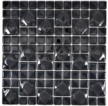 Carreau de mosaïque Translucide noir 3D noir Red Dot Design MOS68-0305_f | 10 Tapis de mosaïque