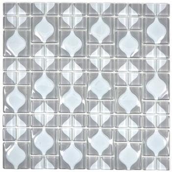 Motif manuel Carreau de mosaïque Translucide gris 3D gris Red Dot Design BAD WC cuisine MUR MOS68-0215_m