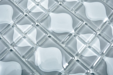 Motif manuel Carreau de mosaïque Translucide gris 3D gris Red Dot Design BAD WC cuisine MUR MOS68-0215_m