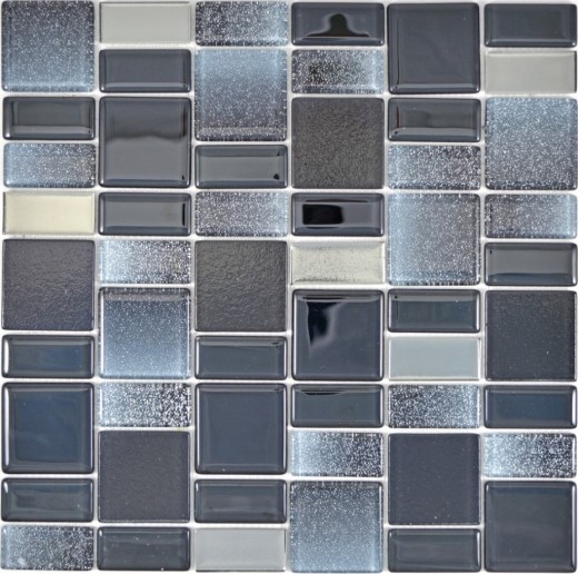 Mosaïque de verre Carreaux de mosaïque gris anthracite noir combinaison irisée MOS68-035B
