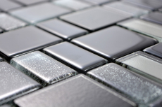 Mosaïque de verre Carreaux de mosaïque gris anthracite noir combinaison irisée MOS68-035B