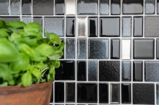 Mosaïque de verre Carreaux de mosaïque gris anthracite noir combinaison irisée MOS68-035B
