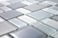 Mosaïque de verre Mosaïque de carreaux cream gris fumée combinaison irisée MOS68-0216F