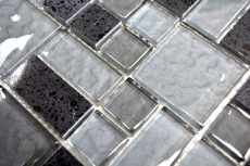 Échantillon manuel Carreau de mosaïque Translucide Composite noir Combinaison de mosaïque de verre Crystal Artificial noir MOS88-K989_m