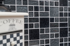Pierre artificielle Mosaïque de verre Carreaux de mosaïque composite noir gris foncé anthracite Carrelage cuisine - MOS88-K989