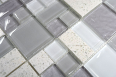 Pierre artificielle Mosaïque de verre Carreaux de mosaïque composite blanc vieux blanc gris clair anthracite Carrelage mural - MOS88-K990