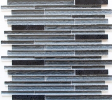 Échantillon manuel Carreau de mosaïque Translucide Composite noir Multistick Mosaïque de verre Crystal Artificial noir MOS86-MS89_m