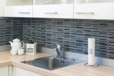 Mosaïque de verre Pierre artificielle Bâtons Carreau de mosaïque Composite noir anthracite gris foncé Parement mural cuisine WC - MOS86-MS89