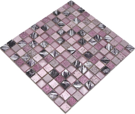Pierre artificielle Rustique Carreau de mosaïque de verre Résine rose magenta SALLE DE BAIN WC CUISINE MUR Carrelage - MOS82-1104