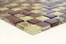 Échantillon manuel Carreau de mosaïque Translucide beige rouge Mosaïque de verre Crystal Resin optique beige rouge MOS83-CMCB25_m