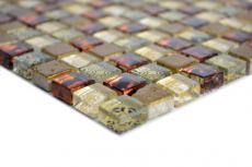 Échantillon manuel Carreau de mosaïque Translucide beige Mosaïque de verre Crystal Resin aspect beige rouge MOS92-1212_m