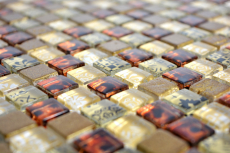 Échantillon manuel Carreau de mosaïque Translucide beige Mosaïque de verre Crystal Resin aspect beige rouge MOS92-1212_m
