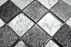 Échantillon manuel Carreau de mosaïque Translucide argenté Mosaïque de verre Crystal Resin aspect argenté MOS88-8OP6_m