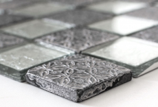 Échantillon manuel Carreau de mosaïque Translucide argenté Mosaïque de verre Crystal Resin aspect argenté MOS88-8OP6_m