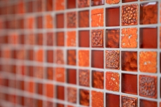 Pierre artificielle Rustique Carreau de mosaïque Mosaïque de verre Résine rouge clair rouge feu Structure Carrelage Cuisine Mur Salle de bains WC - MOS83-CB30