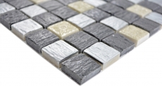 Pierre artificielle Rustique Carreau de mosaïque Résine gris noir anthracite argent crème beige scintillant Carrelage mur cuisine salle de bain - MOS83-0226