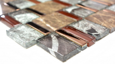 Échantillon manuel Carreau de mosaïque Translucide beige marron Multiformat Mosaïque de verre Crystal Pierre EP beige marron MOS88-1220_m