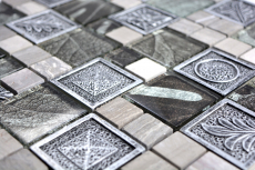 Motif à main Carreau de mosaïque Translucide argenté Combinaison de mosaïque de verre Crystal Resin argenté Ornament MOS88-0280_m