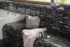 Mosaïque de verre Bâtonnets Carreaux de mosaïque Acier inoxydable noir argenté MOS86-0302