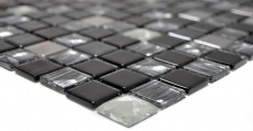 Mosaïque Carreaux acier inoxydable Mosaïque de verre anthracite argent noir Plaque de mosaïque MOS63-CM-426