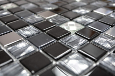 Mosaïque Carreaux acier inoxydable Mosaïque de verre anthracite argent noir Plaque de mosaïque MOS63-CM-426