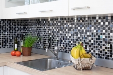 Mosaïque Carreaux acier inoxydable Mosaïque de verre anthracite argent noir Plaque de mosaïque MOS63-CM-426