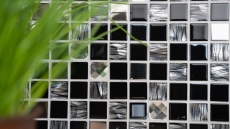 Mosaïque Carreaux acier inoxydable Mosaïque de verre anthracite argent noir Plaque de mosaïque MOS63-CM-426