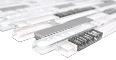 Mosaïque de verre Baguettes Carreaux de mosaïque Acier inoxydable blanc argenté MOS86-0104