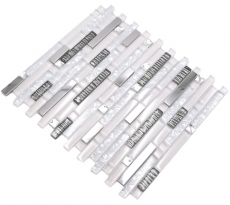 Mosaïque de verre Baguettes Carreaux de mosaïque Acier inoxydable blanc argenté MOS86-0104