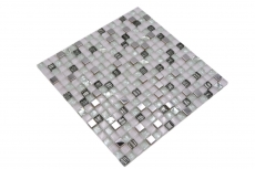 Mosaïque de verre Carreau de mosaïque en acier inoxydable blanc Carrelage de cuisine Carrelage de salle de bain - MOS92-0107
