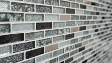 Mosaïque de verre Bâtonnets Carreaux de mosaïque Acier inoxydable paillettes argent gris anthracite noir MOS87-IL017