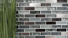 Mosaïque de verre Bâtonnets Carreaux de mosaïque Acier inoxydable paillettes argent gris anthracite noir MOS87-IL017