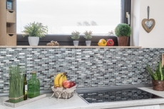 Mosaïque de verre Bâtonnets Carreaux de mosaïque Acier inoxydable paillettes argent gris anthracite noir MOS87-IL017