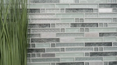 Mosaïque de verre Baguettes Carreaux de mosaïque Acier inoxydable blanc argent gris MOS87-MV698