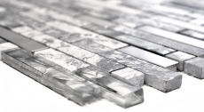 Échantillon manuel Carreau de mosaïque Translucide acier inoxydable gris composite Mosaïque de verre Crystal pierre acier gris MOS87-MV778_m